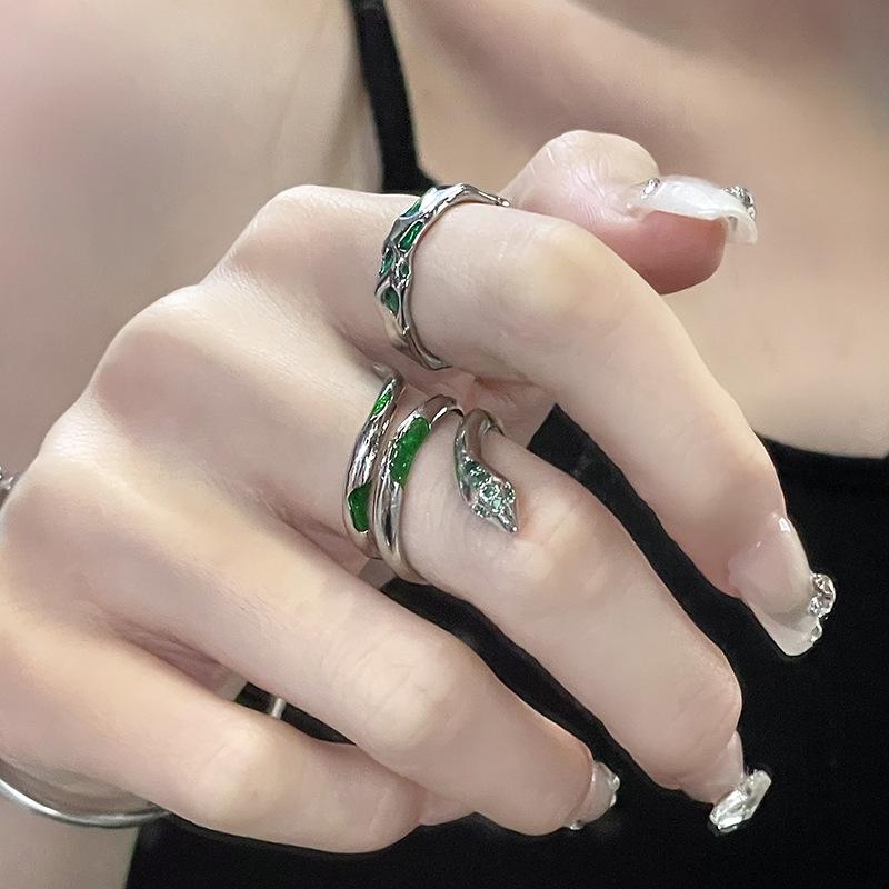 Slytherin Green Spirit Snake Dark Wind Advanced Sense Zir*****Pen Ring Female Personality Niche Design French