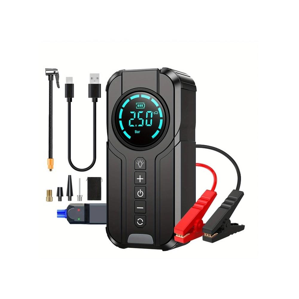 SUPER 5 4 in 1 Jump Starter Air Pump Portable Air Compressor Power Bank Lighting Car Battery Starter Starting Auto Tyre Inflator