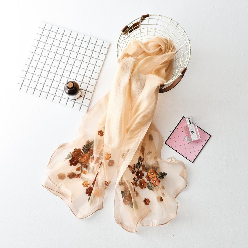 Embroidery, Embroidery, Handmade Beads, Silk, Wool Silk Scarf, Women'S Spring And Autumn Versatile Solid Color Scarf, Free Mother Scarf