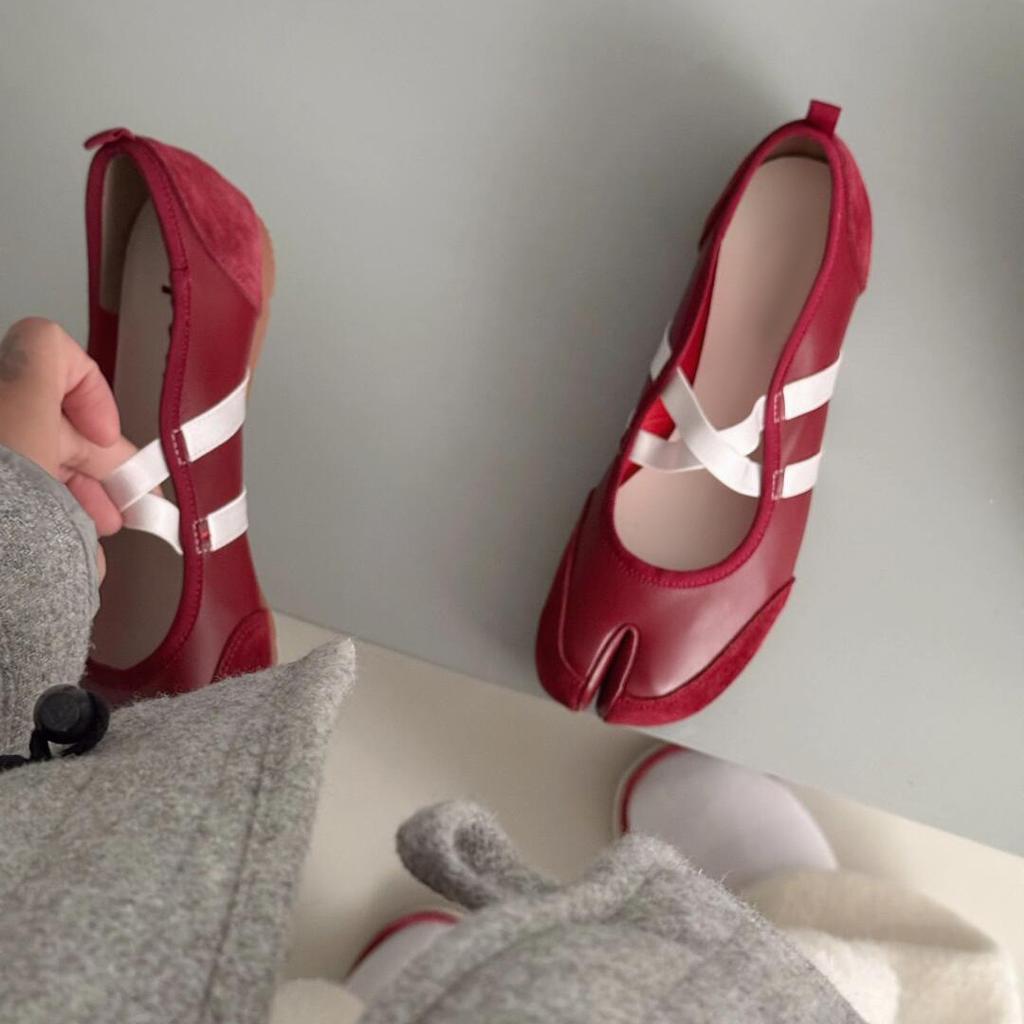 Black Silver Red Ballet Flats Trainers Women Split Toe Ballerina Tabi Walking Sneakers Woman Mary Jane Shoes Footwear Summer