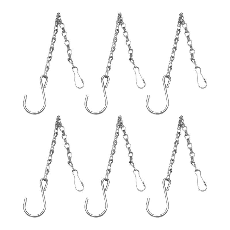6Pcs Plant Hanger Hook Double Hook Hanging Chain Adjustable Length Ceiling Hook for Flower Pot Basket Bird Feeders