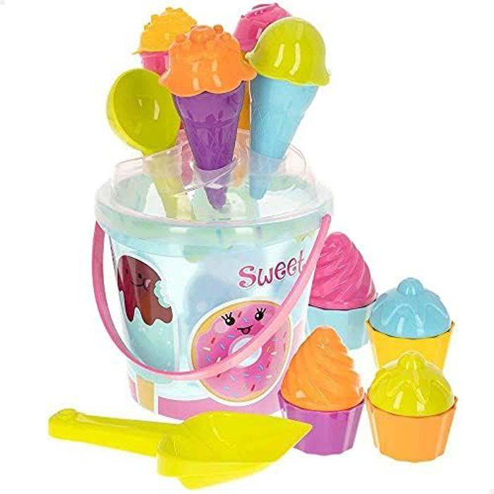 Jouet De Plage - COLORBABY - Seau 18 Cm - Moules Glaces - Multicolore - Plastique