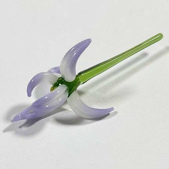 Ručně vyrobená skleněná dekorace z orchideje, ručně foukaná mini květinová ozdoba se stonkem, barevná květní figurka do domácnosti, kanceláře, interiéru...