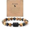 Tiger Eye Stone Zodiac Couple Beaded Bracelet - Natural European & American Style