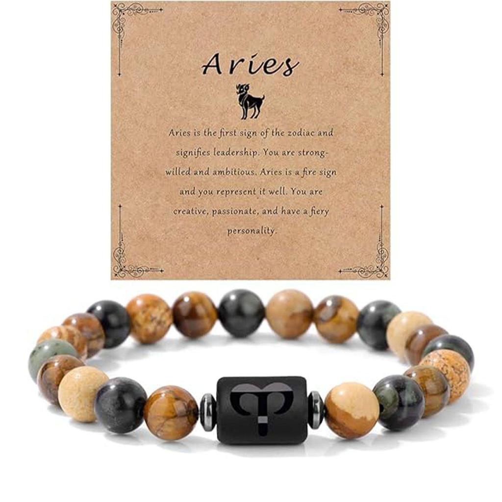 Tiger Eye Stone Zodiac Couple Beaded Bracelet - Natural European & American Style