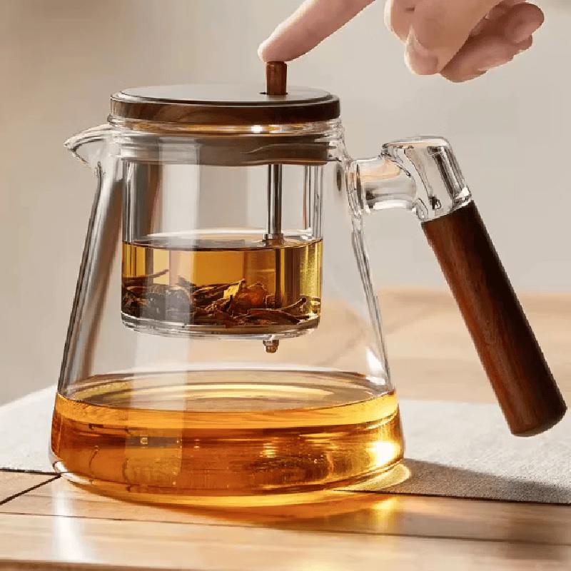 Heat-Resistant Glass Press-Button Tea Infuser