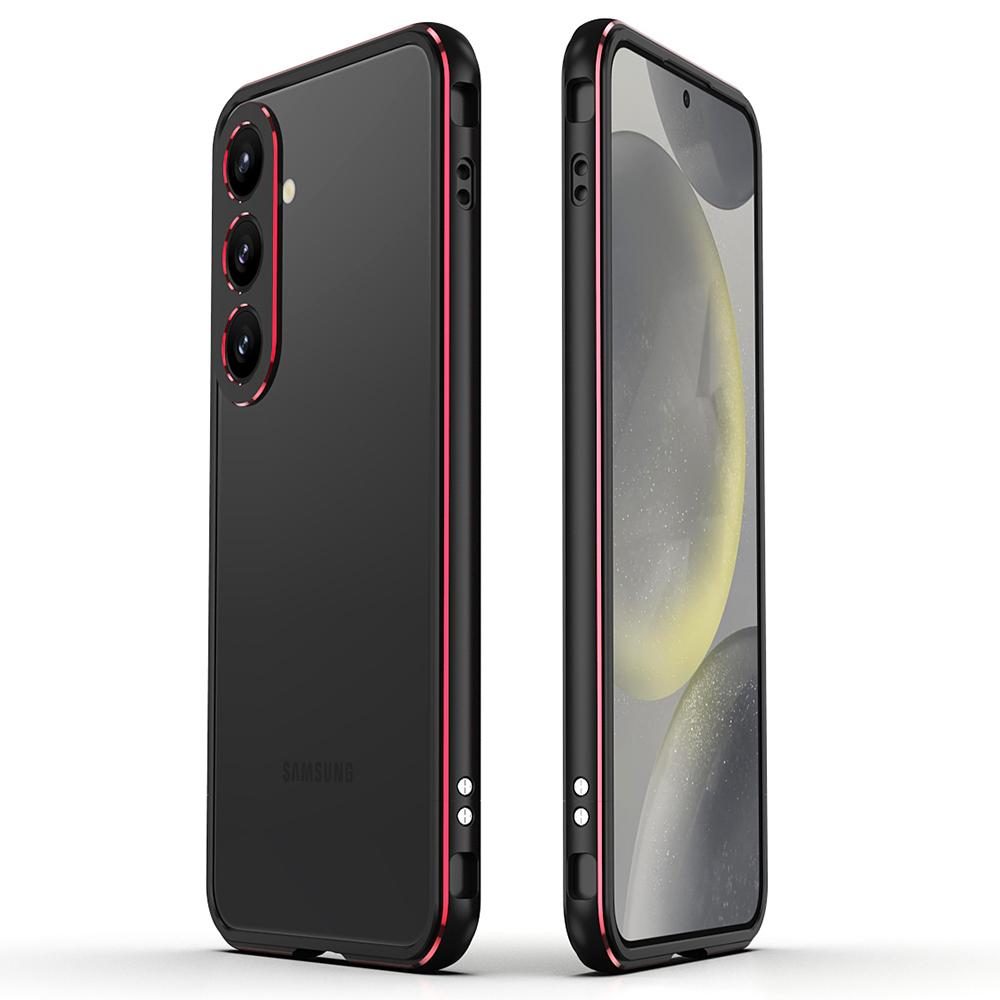Para Samsung Galaxy S24+ Capa Bumper Estrutura de Metal Design Sem Traseira Capa de Telefone com Protetor de Lente da Câmera