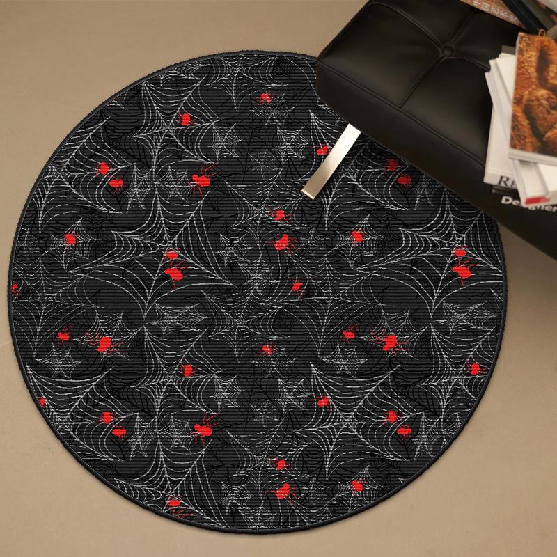 1 szt. Halloween Pająk Okrągły Kryształowy Aksamitna Mata Podłogowa Antypoślizgowa Dywan do Salonu Sypialni na Zewnątrz Dekoracja Domu na Święta