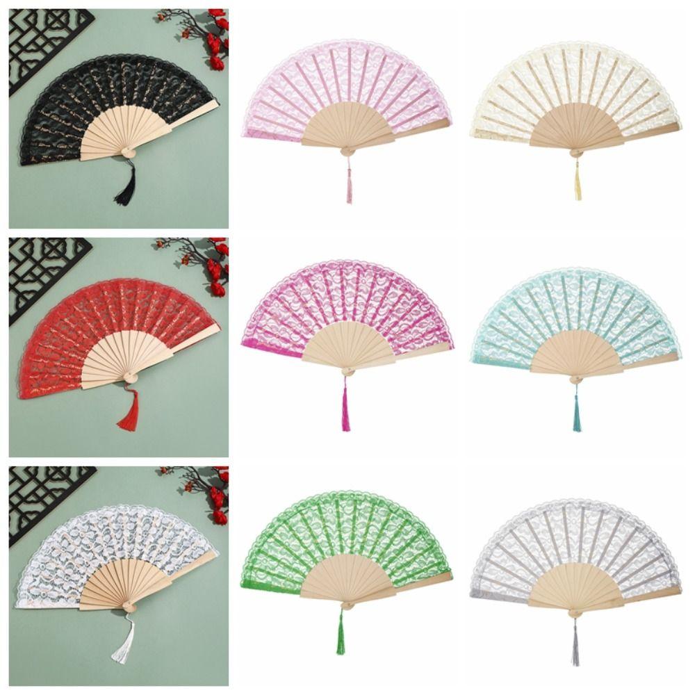 Flower Design Folding Fan Vintage Style Hand Fan Elegant Chinese Fan  Wedding