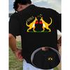 European Size Summer Men'S Casual Short Sleeve T-Shirt Round Neck Top, Boxing Kangaroo Print Australian Fun Style Casual Short Sleeve, Knit Fabric