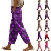 Damen Freizeithose Modische Print Kordelzug Taschen Elastische Taille Hose