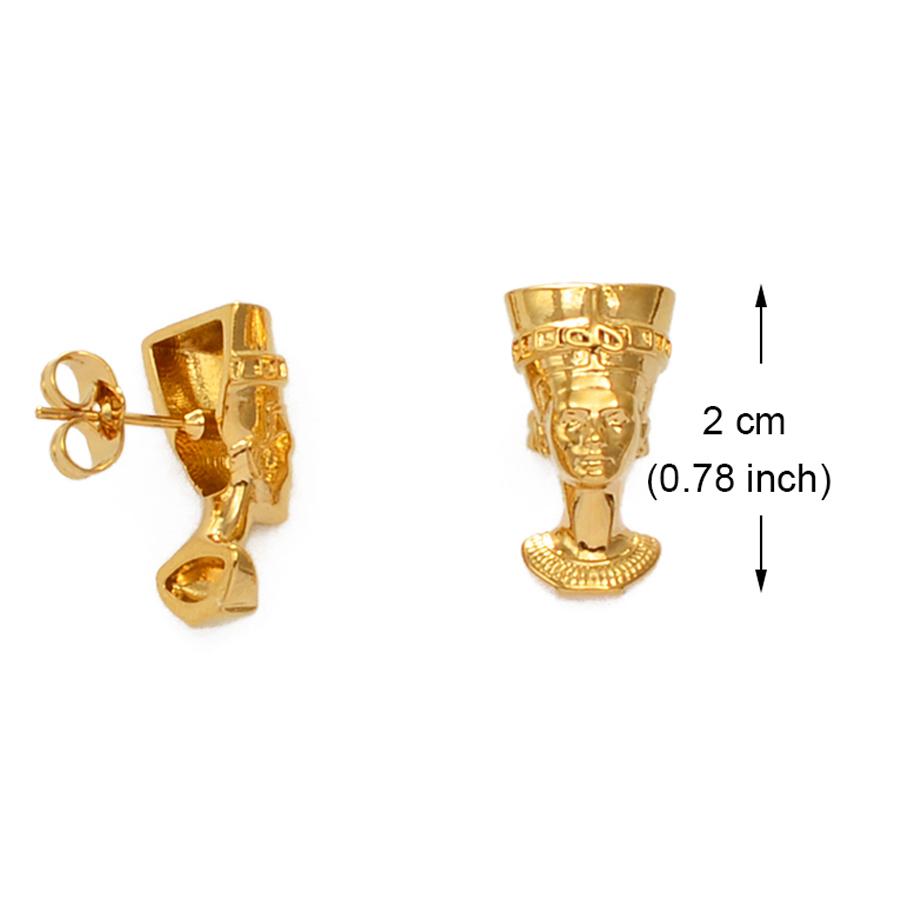 Anniyo Egyptian Queen Nefertiti Stud Earrings African Jewelry Gold Color Wholesale Jewellery #240506E