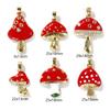 2 PCs Brass Charm Pendant 18K Real Gold Plated Red Mushroom Enamel Pendants For Necklace Bracalet Jewelry Making Findings