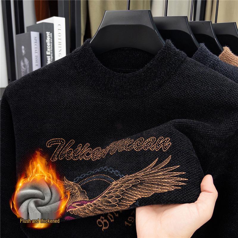 Men s Cross-border Casual Printed Long Sleeve Sweater - Warm, Simple, Versatile, Round Neck. M