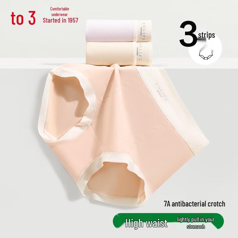 

Hongdou Women s 7A Antibacterial Cotton-Spandex High-Waist Briefs 3-Pack M (165)