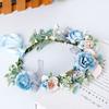 Blue Flower Hair Wreath Headband Crown Garland with Adjustable Ribbon Festivals Wedding Party Headpiece for Women Girl