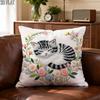2D Flat 1pc Spring Floral Cat Throw Pillow Covers White Peach Cosy Decorative Pillowcases One-Sided