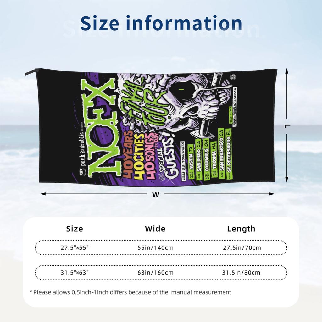Nofx Band Tour Finale Telo da Spiaggia Teschio Microfibra Morbida Asciugatura Rapida Assorbente Asciugamani Veloci Per Bagno