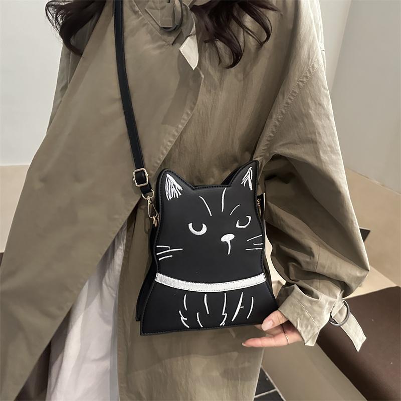 Cute Cat Shape Crossbody Bag Lady Animal Creative Cartoon Bag Leisure Small Phone Purse 3D Doll Bag Female Pu Leather Handbag