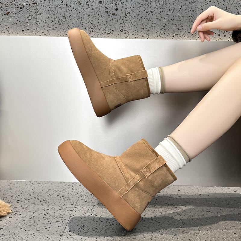 Women's Snow Boots Winter Fleece-lined Warmth Women Boots Large Size Round Toe Comfortable Female Short Boots