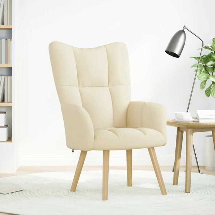 VidaXL Chaise de relaxation Crème Tissu, chaise, fauteuil relax, fauteuil relax en tissu, chaise de salon, chaise en tissu, 4016774