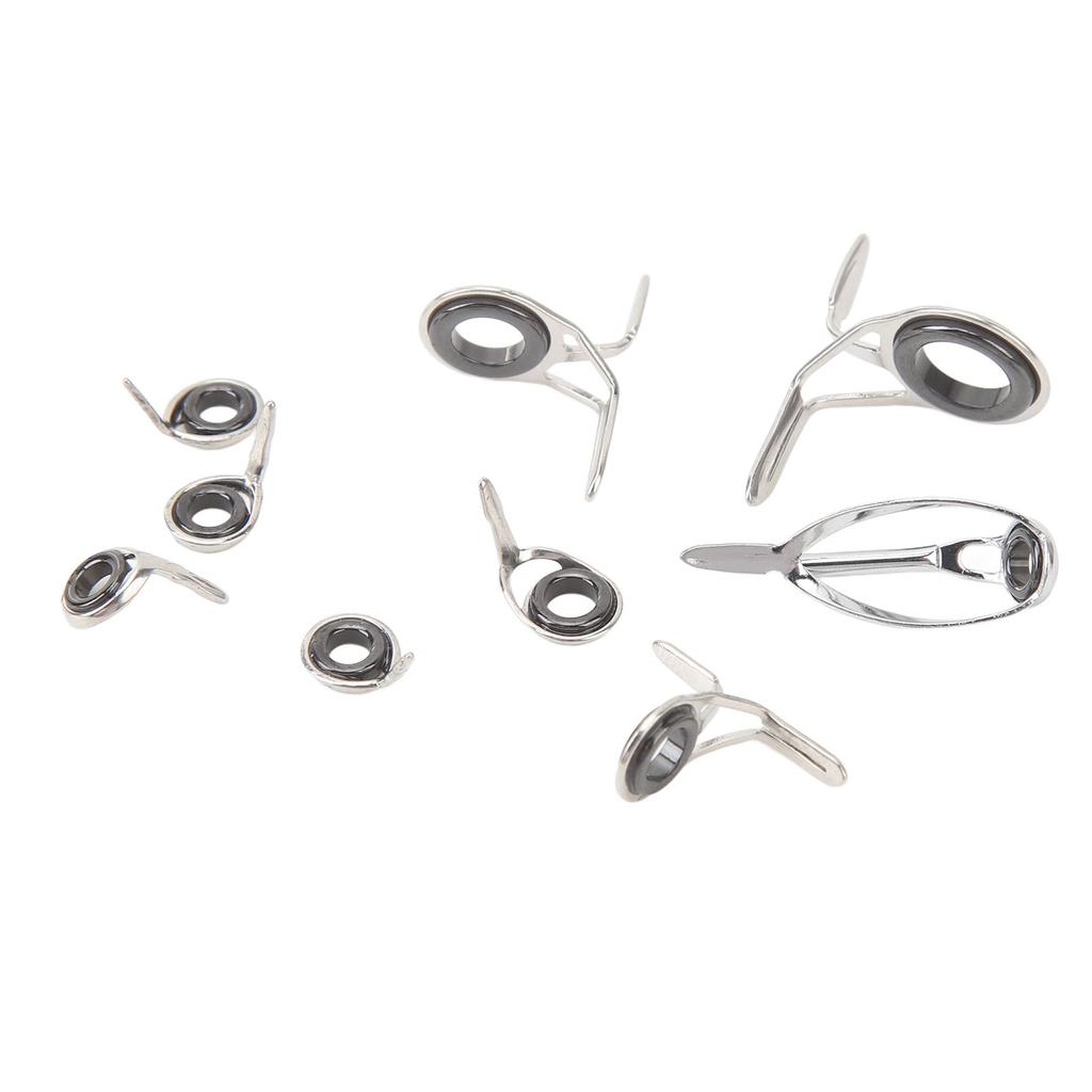 9 PCS Fishing Rod Tips Repair Kit Universal Ceramic Ring Fishing Pole Guides Eyelets Repair Kit for Fishing