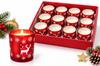 Christmas Candle In Glass Red Reindeer Snowflake Christmas 8