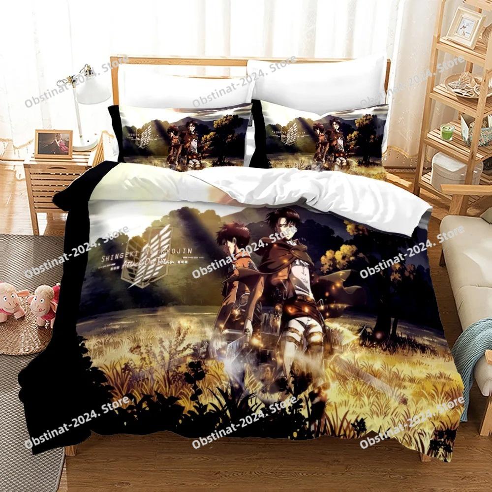 Neues Attack On Titan Bettwäsche-Set Einzelbett Twin Full Queen King Size Attack On Titan Bett-Set Kinder Kinderzimmer Bettdeckenbezug-Sets