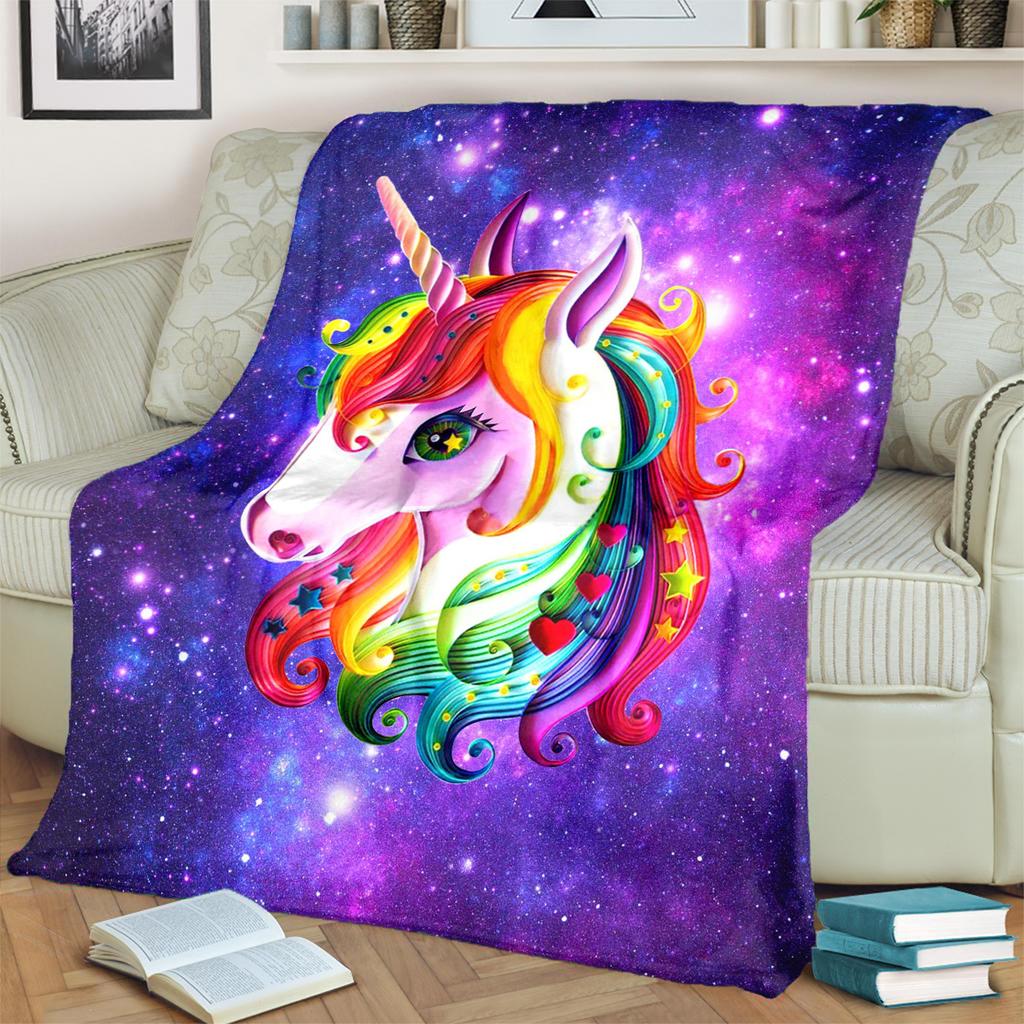 1PC Cute Cartoon Anime Animal Unicorn Blanket, Bed Cover Blanket Sofa Cover All Season Lightweight Home Office Outdoor Nap Multifunctional Blanket