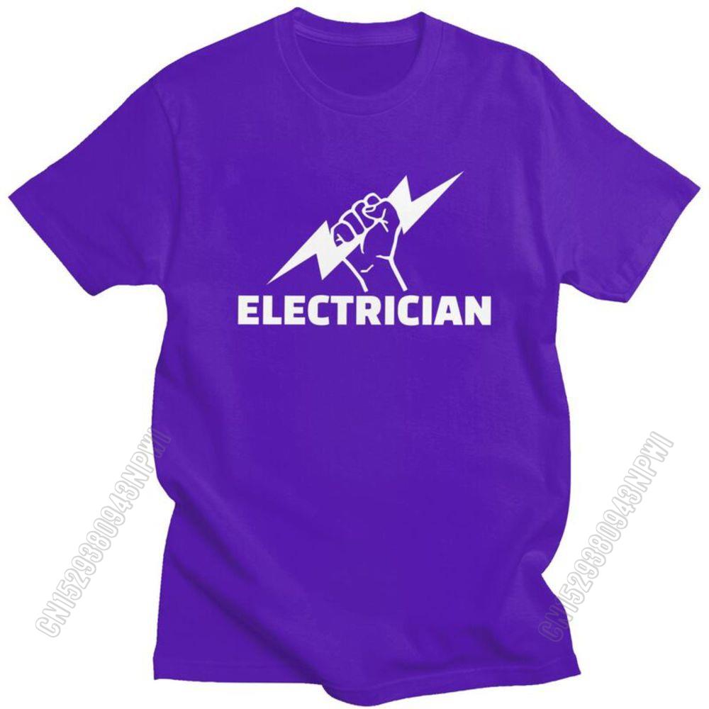 Electrician T Shirt For Men Pure Cotton Tee Engineer Electrical Power Tshirts Short Sleeved T-Shirt Gift