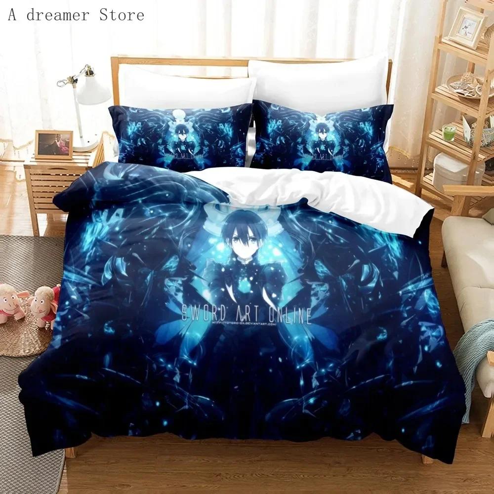 Anime Sword Art Online Comfortable Duvet Quilt Cover Pillowcase Bedding Set Children Bedroom Decoration Home Textile