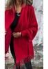 2024 Cross-border Women's Casual Knit Plush Tassel Shawl Coat