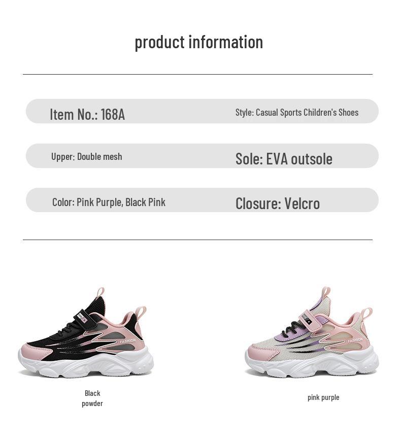 Children's Breathable Mesh Running Shoes for Girls Ages 6-12 - Spring/Autumn