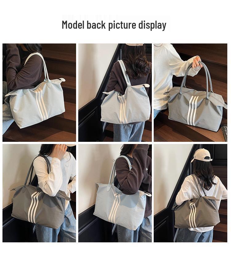 2025 Women's Sporty Korean Striped Minimalist Tote Bag - Large Capacity, Versatile for Travel & Casual Use
