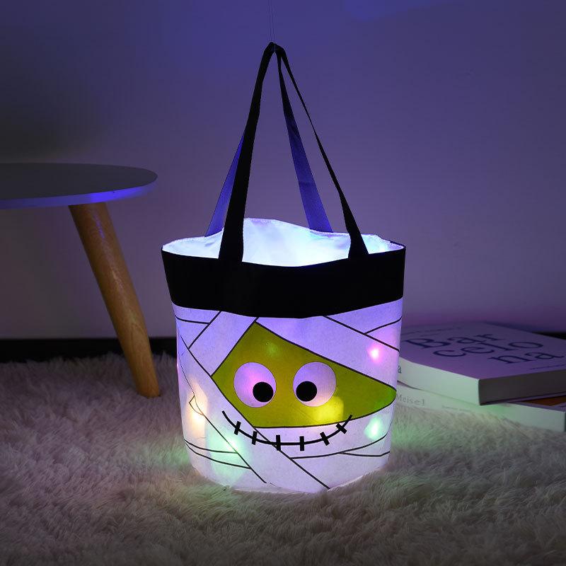 Multi-file luminous Halloween basket decorations, party tabletop ornaments, children's handbags, Halloween candy bags