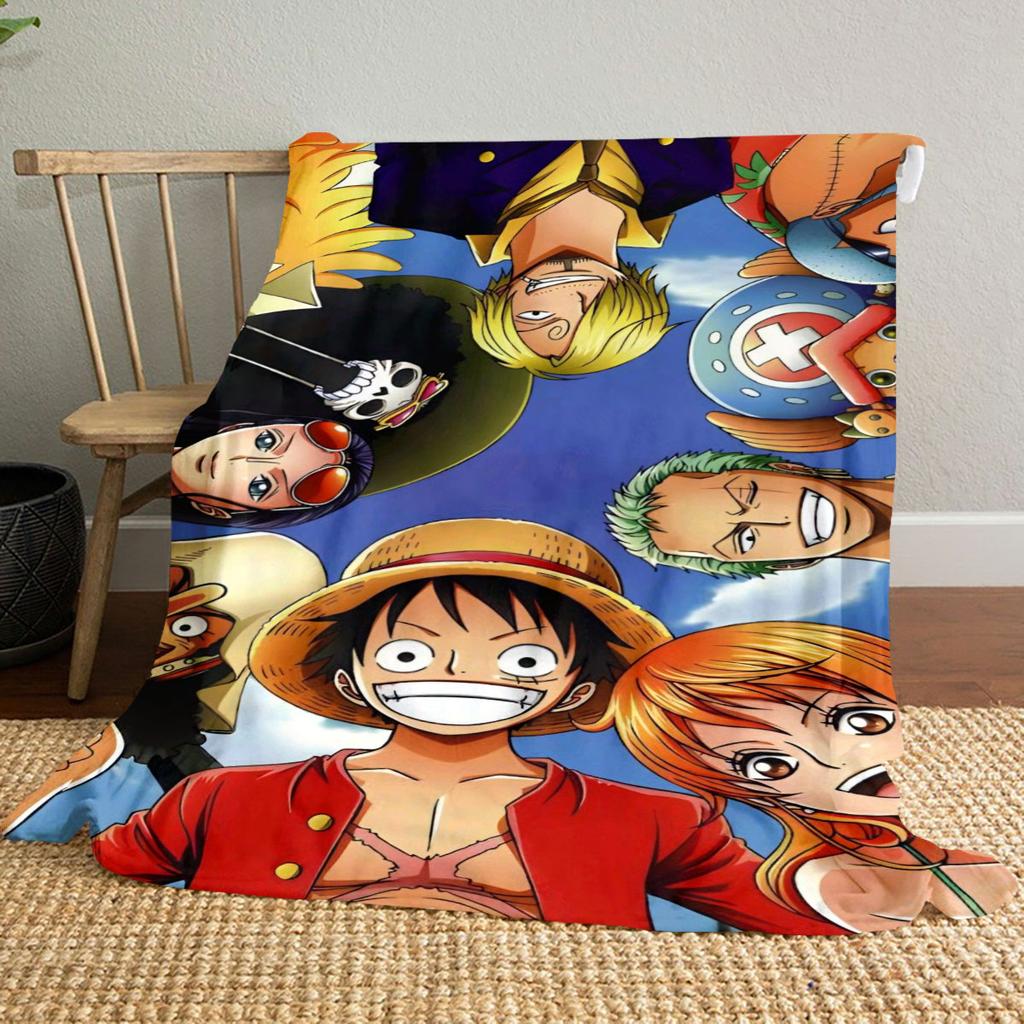One Piece Luffy Print Blanket, High-quality Nap Blanket, Warm and Soft, Suitable for Sofas, Beds, Camping Trips, and Offices.