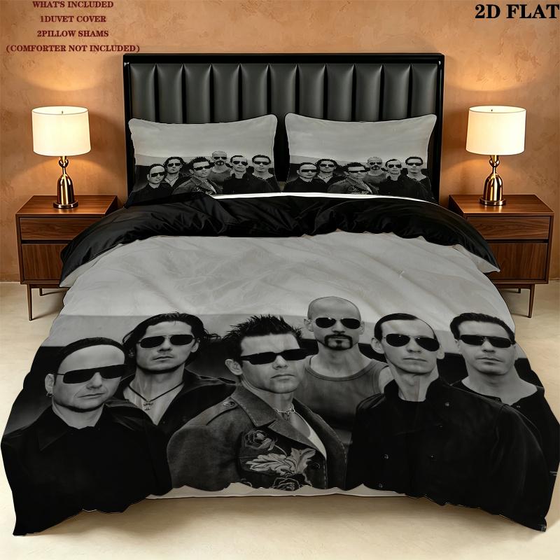 Rammstein Bettwäsche Steppbett Set Bettbezug Kissenbezug Heimdekoration Geburtstagsgeschenk (1 Bettbezug + 2 Kissenbezüge, ohne Füllung)