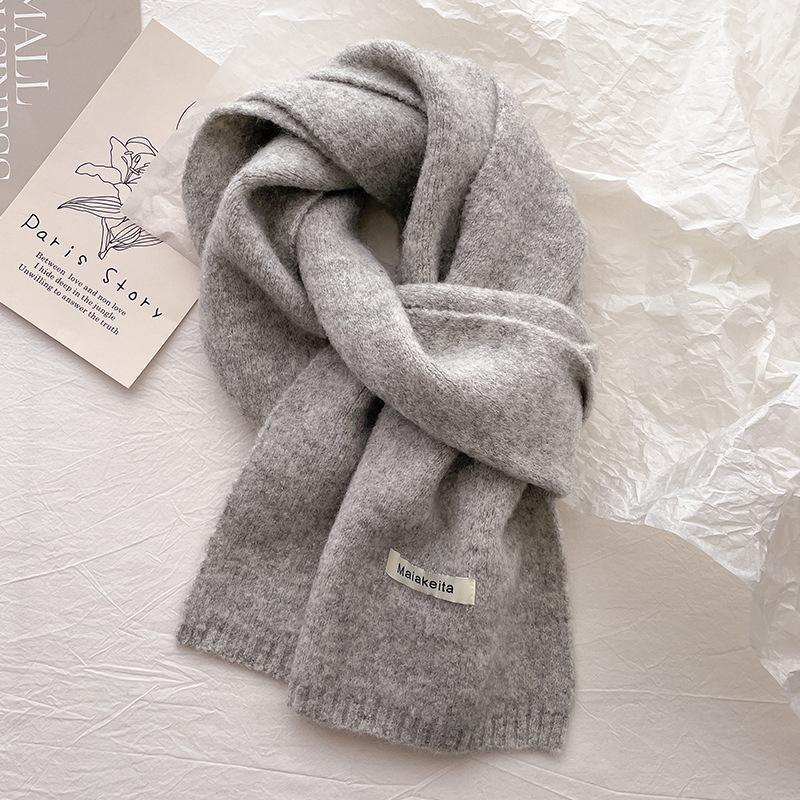 New letter knitted scarf women's winter with wool versatile students warm thickened high-end scarf tide