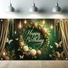 2D Banner 1 Piece Elegant Green Happy Birthday Banner Suitable for Birthdays Festivals Parties