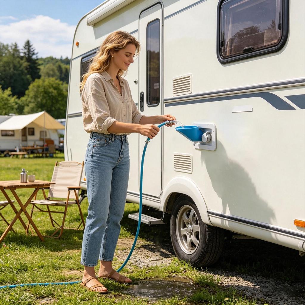 RV Water Tank Filling Funnel Anti-Spill Wide Mouth RV Water Tank Fill Funnels RV Accessory for Trailer Van Motorhome