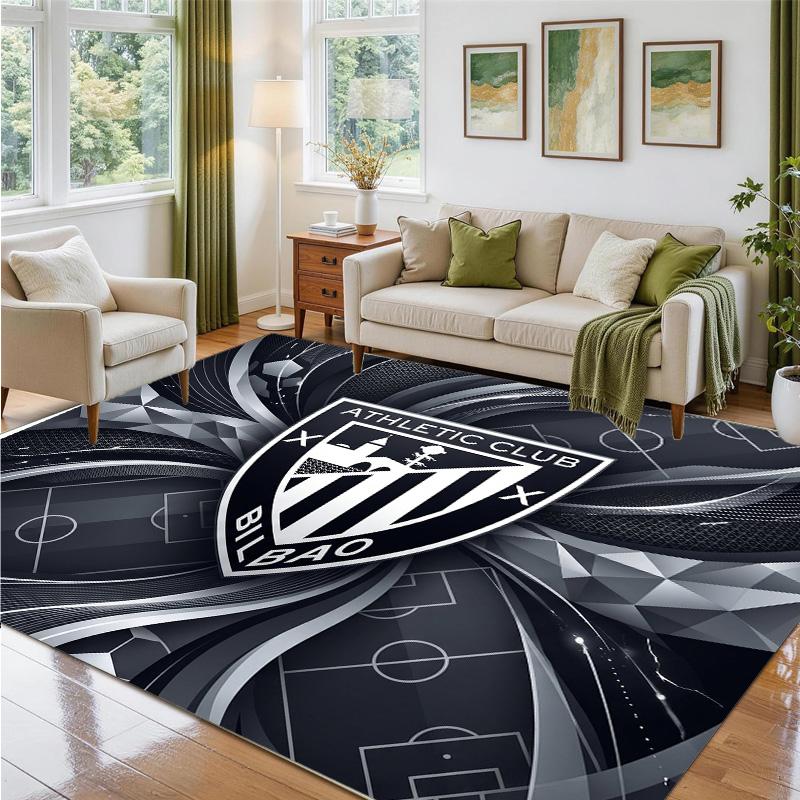 Athletic Bilbao Football Design Crystal Velvet Rug Soft Decorative Mat for Bedroom Entrance