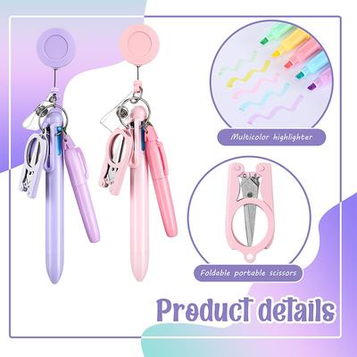 Ensemble Stylo Infirmière Macaron Badge Mini Badge Évolutif Accessoires Stylo à Bille Stylo Fluorescent Ciseaux Pliants Porte-clés