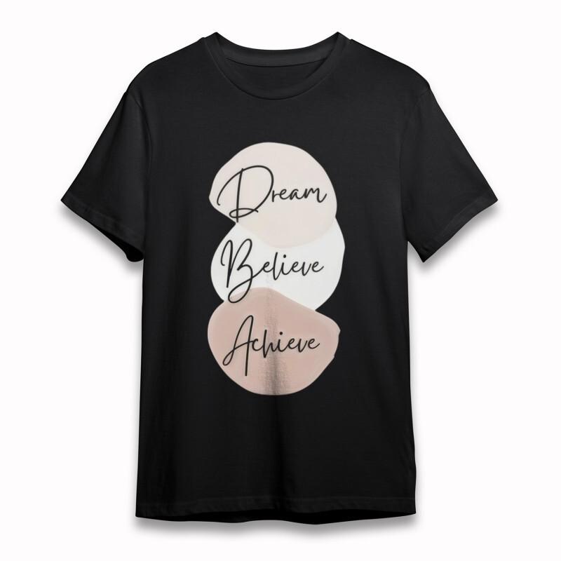 Women's Classic T-Shirt Handwritten Dream Believe Achieve Graphic Plus Size Tee