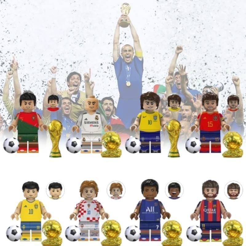 Soccer Star Series Team Building Blocks Set Small Plastic Pieces