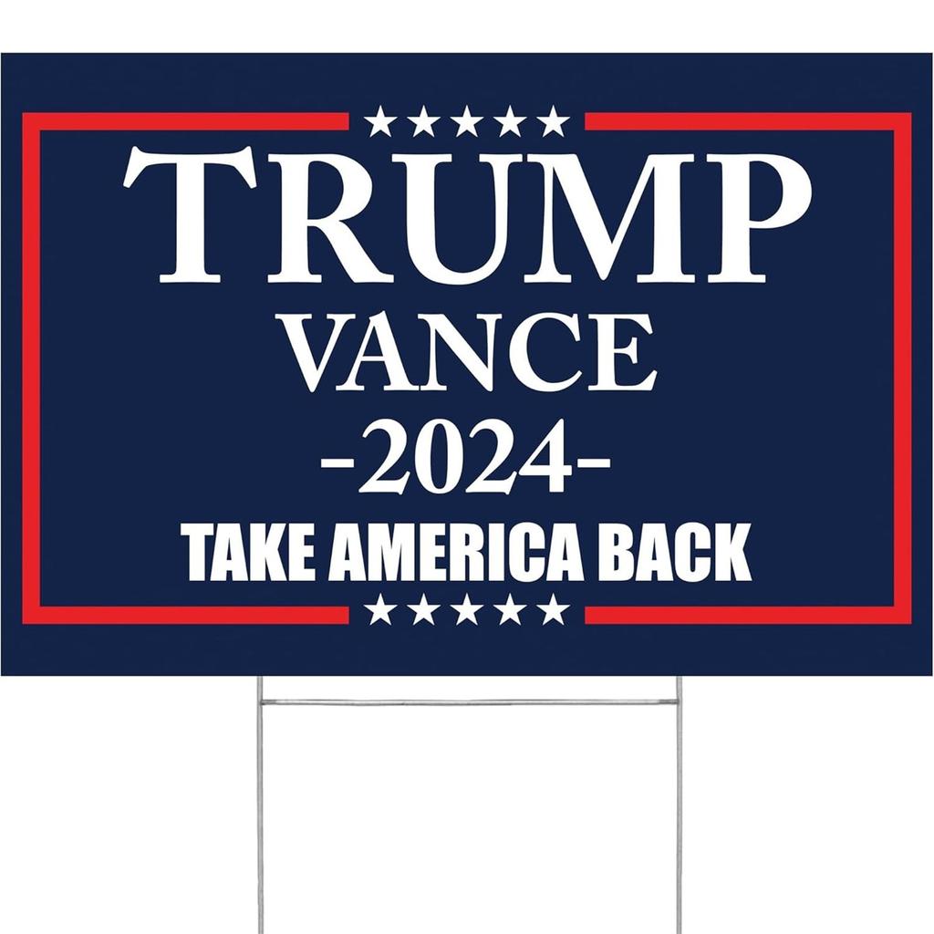 2024 Yard Sign With H-Stakes - Double Sided 18x12 Inch , Placard Voted For Signs Triggering Signs Decoration Outdoor Yard