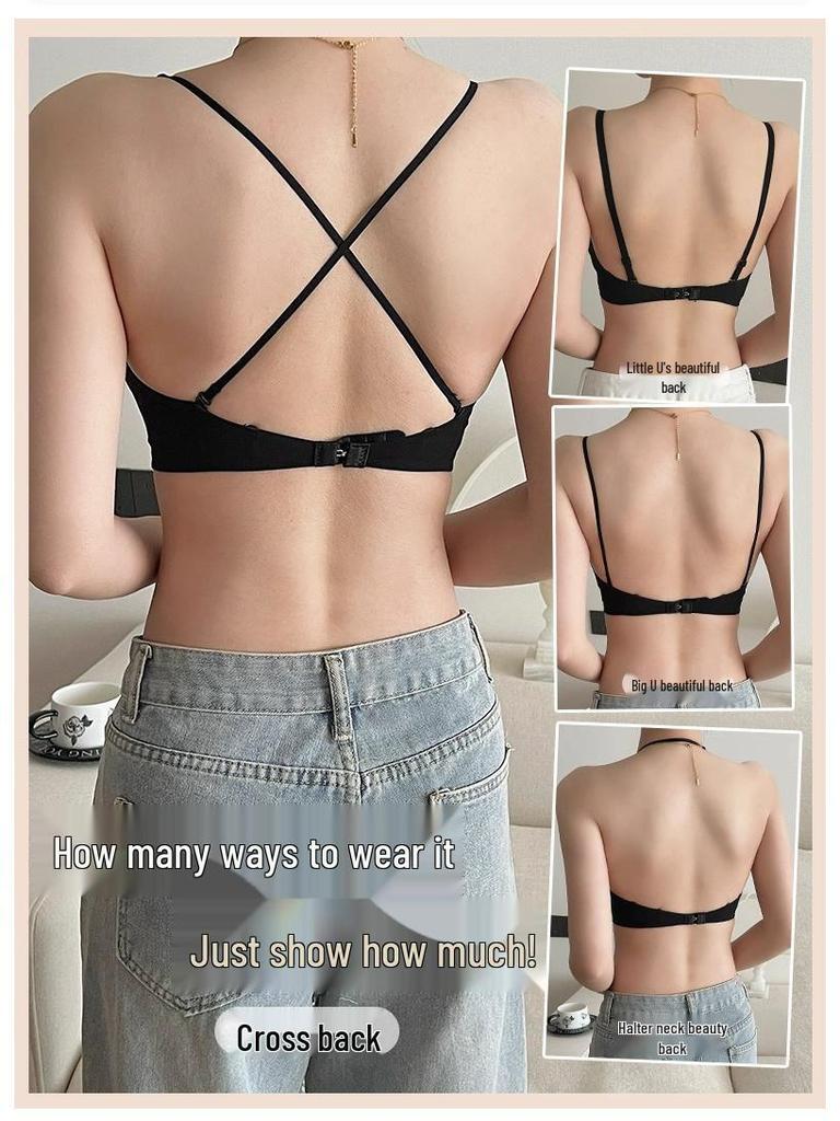 Reggiseno Push-Up Senza Cuciture da Donna - Supporto Invisibile, Scollo a Incrocio sul Collo, Spalline Sottili, Senza Ferretto, Aumento del Seno Piccolo