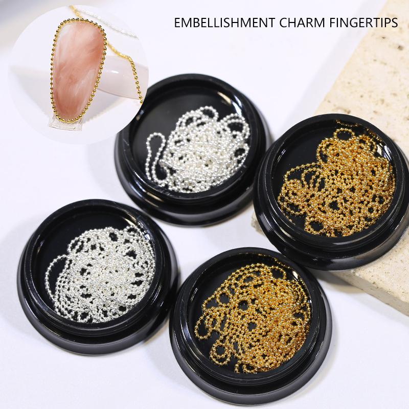 100Cm Mini Nail Steel Ball Chain Silver Gold Metal Manicure Accessories 3D Nail Art Decorations Nail Art Chains