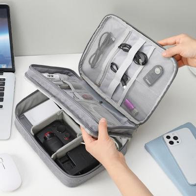 Sac de Rangement pour Câbles à 3 Couches Étanche à la Poussière Organisateur Électronique Étui Organisateur de Câbles Multi-Poches
