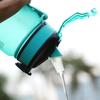 Taza esmerilada de plástico de 1000ml, botella de agua con pajita a prueba de fugas, taza portátil a de tiempo  para Fitness y