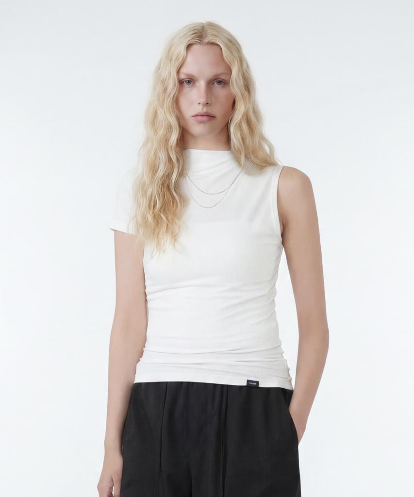 NORMOR Asymmetrical Sleeveless Top Ivory